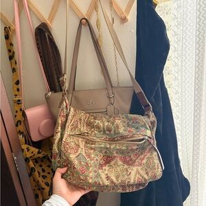 Fossil Tan and Floral Shoulder Bag